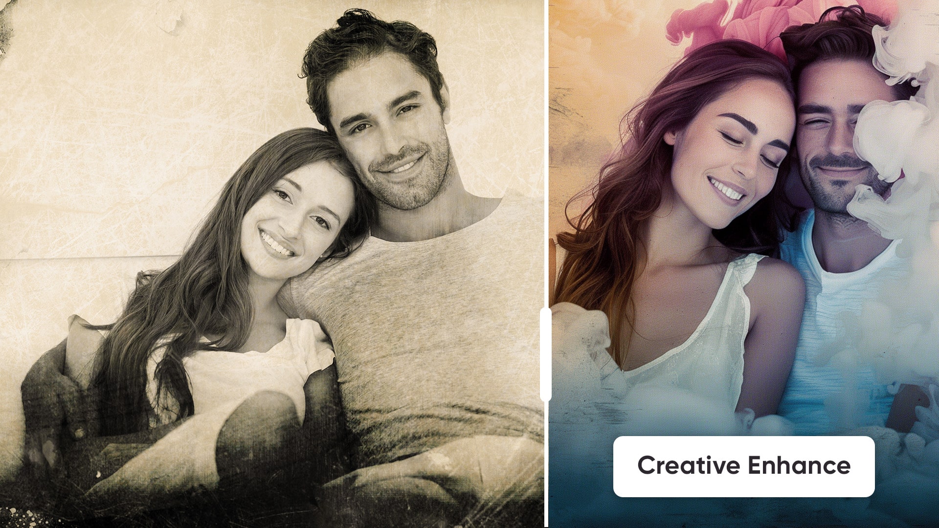 A social media profile picture before and after Creative Enhance.