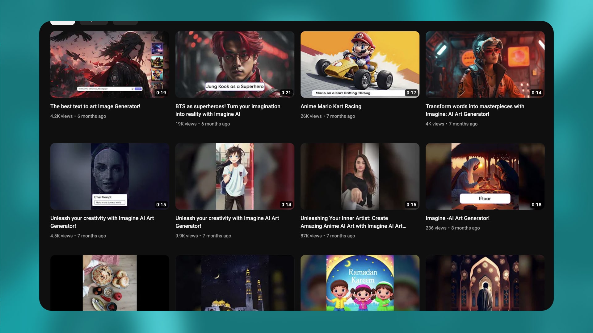 a still frame or collage of video snippets to illustrate the diverse content